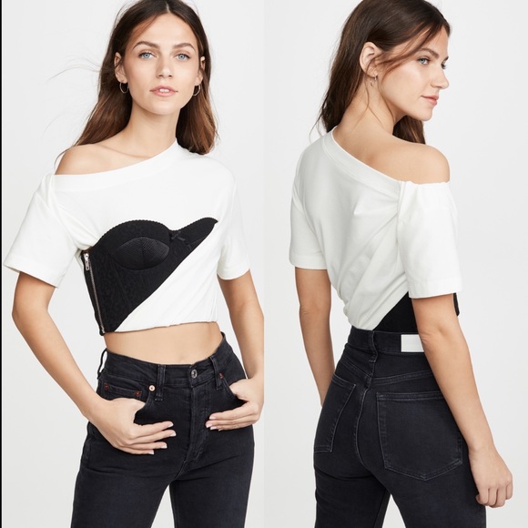 Alexander Wang Draped T-Shirt with Bustier - Picture 3 of 13